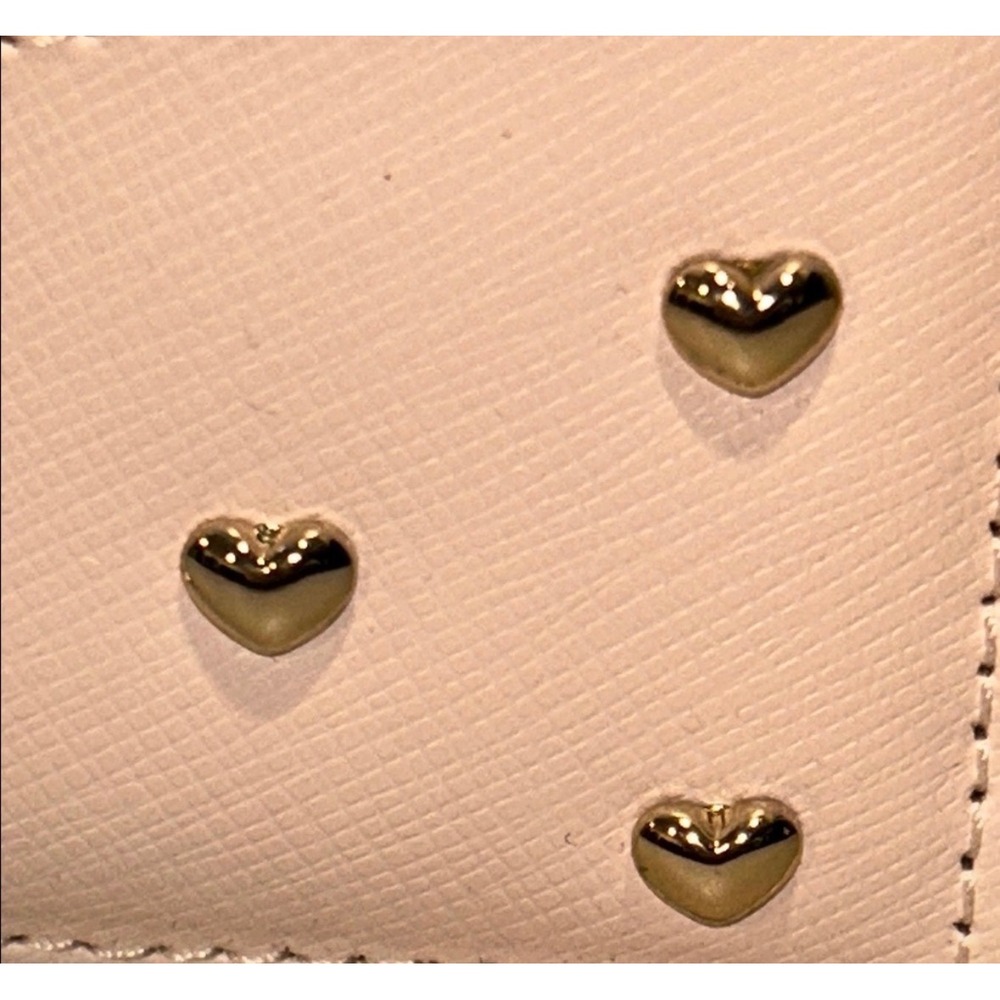 Kate Spade New York Saffiano Leather Card Holder Heart Studs Pink Light Purple - Picture 10 of 10